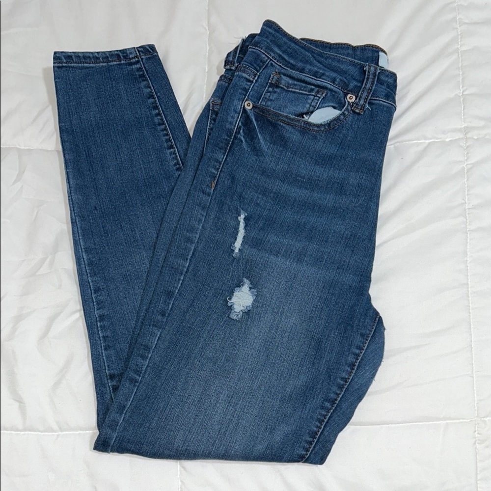 Wax Jean Blue Skinny Distressed Denim